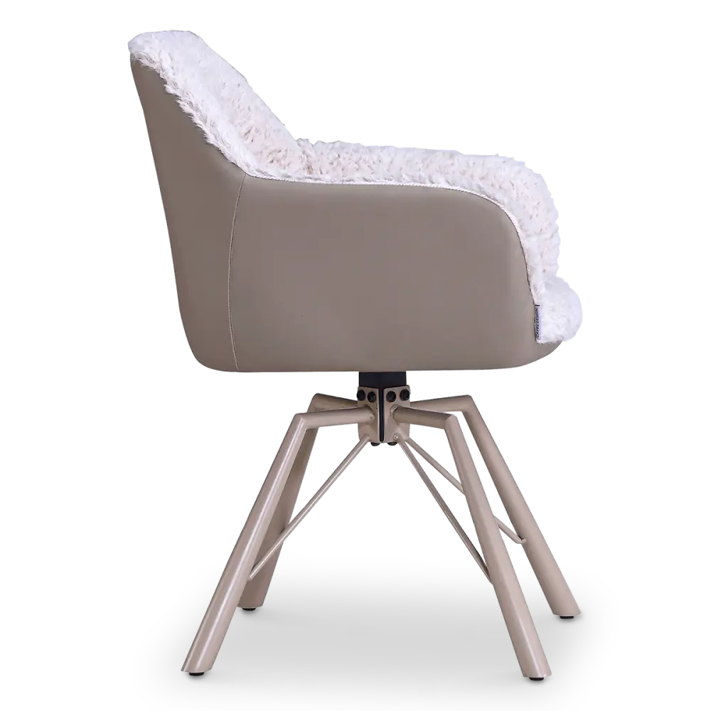 Draaibare Eetkamerstoel Nord | Taupe Sheepskin Taupe Leer  | Taupe Onderstel