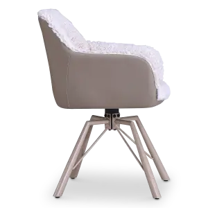 Draaibare Eetkamerstoel Nord | Taupe Sheepskin Taupe Leer  | Taupe Onderstel
