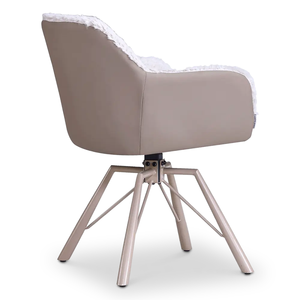 Draaibare Eetkamerstoel Nord | Taupe Sheepskin Taupe Leer  | Taupe Onderstel