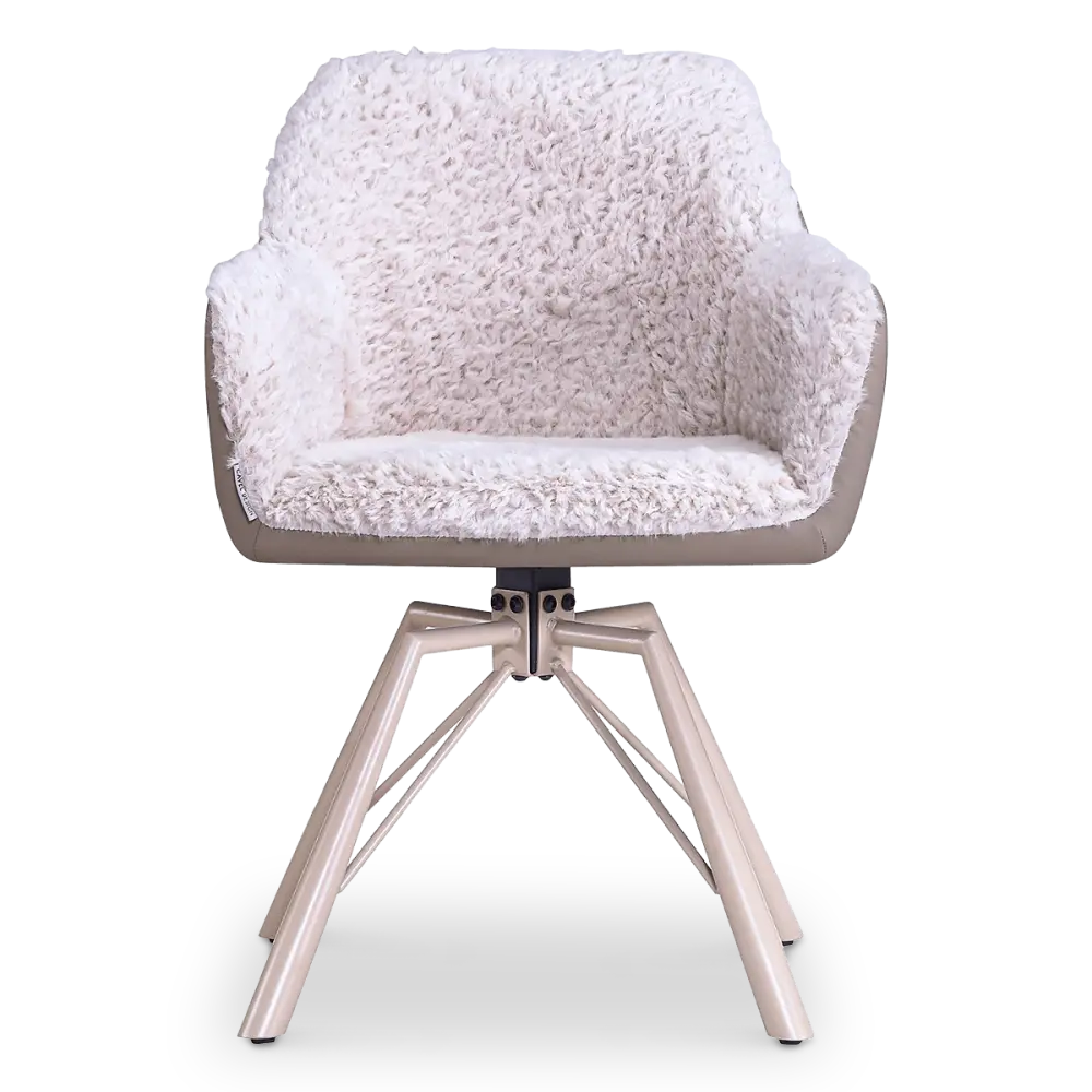 Draaibare Eetkamerstoel Nord | Taupe Sheepskin Taupe Leer  | Taupe Onderstel