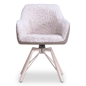 Draaibare Eetkamerstoel Nord | Taupe Sheepskin Taupe Leer  | Taupe Onderstel