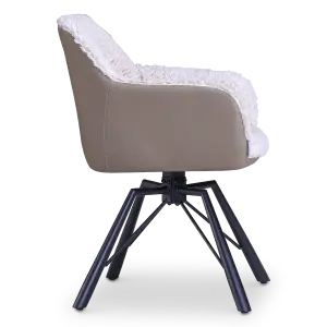 Draaibare Eetkamerstoel Nord | Taupe Sheepskin Taupe Leer  | Zwart Onderstel