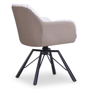 Draaibare Eetkamerstoel Nord | Taupe Sheepskin Taupe Leer  | Zwart Onderstel