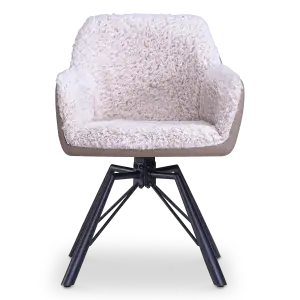 Draaibare Eetkamerstoel Nord | Taupe Sheepskin Taupe Leer  | Zwart Onderstel