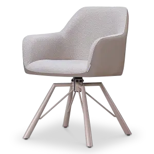 Draaibare Eetkamerstoel Nord | Taupe Boucle Taupe Leer  | Taupe Onderstel