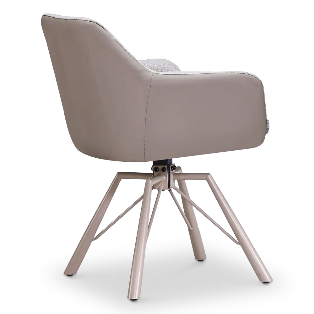 Draaibare Eetkamerstoel Nord | Taupe Boucle Taupe Leer  | Taupe Onderstel