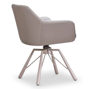 Draaibare Eetkamerstoel Nord | Taupe Boucle Taupe Leer  | Taupe Onderstel