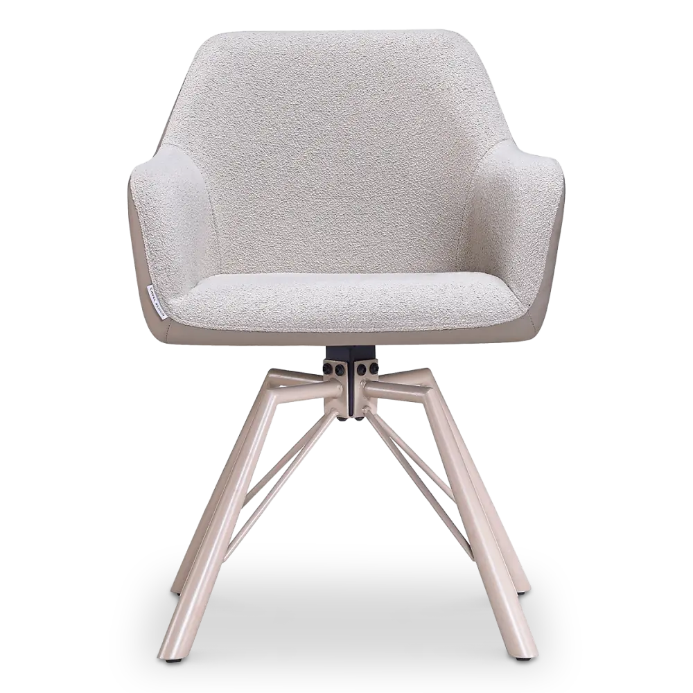 Draaibare Eetkamerstoel Nord | Taupe Boucle Taupe Leer  | Taupe Onderstel