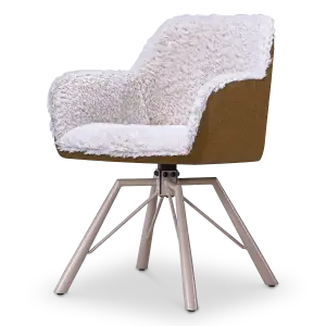 Draaibare Eetkamerstoel Nord | Taupe Sheepskin Cognac Leer  | Taupe Onderstel