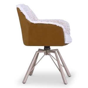 Draaibare Eetkamerstoel Nord | Taupe Sheepskin Cognac Leer  | Taupe Onderstel