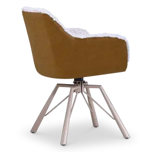 Draaibare Eetkamerstoel Nord | Taupe Sheepskin Cognac Leer  | Taupe Onderstel