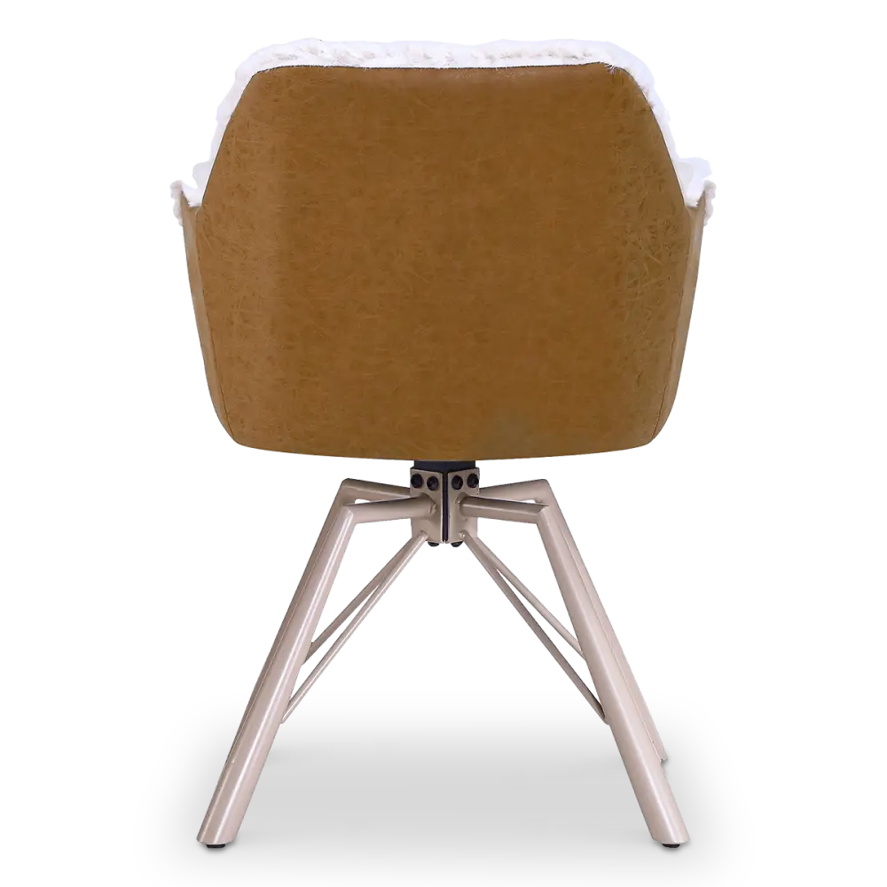Draaibare Eetkamerstoel Nord | Taupe Sheepskin Cognac Leer  | Taupe Onderstel