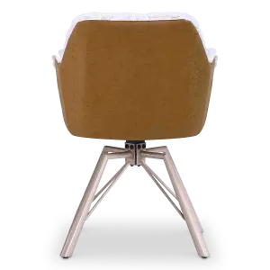 Draaibare Eetkamerstoel Nord | Taupe Sheepskin Cognac Leer  | Taupe Onderstel