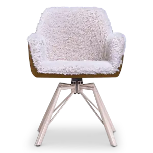Draaibare Eetkamerstoel Nord | Taupe Sheepskin Cognac Leer  | Taupe Onderstel