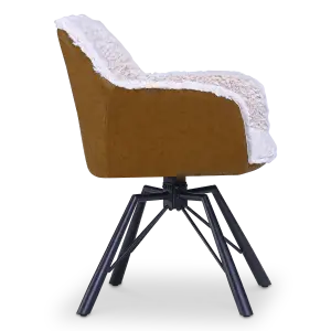 Draaibare Eetkamerstoel Nord | Taupe Sheepskin Cognac Leer  | Zwart Onderstel