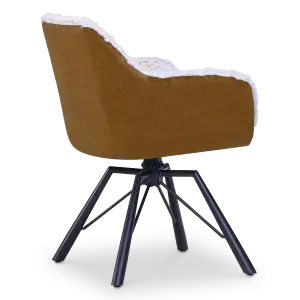 Draaibare Eetkamerstoel Nord | Taupe Sheepskin Cognac Leer  | Zwart Onderstel