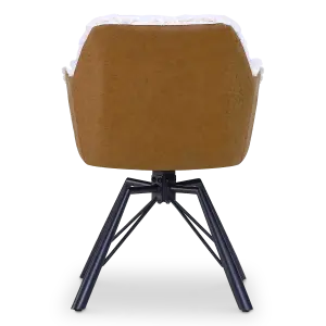 Draaibare Eetkamerstoel Nord | Taupe Sheepskin Cognac Leer  | Zwart Onderstel