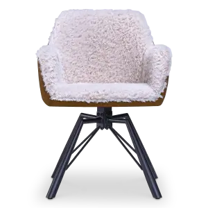 Draaibare Eetkamerstoel Nord | Taupe Sheepskin Cognac Leer  | Zwart Onderstel