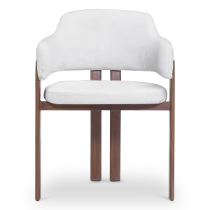 Japandi Eetkamerstoel Isamu | Wit Boucle | Walnoot Onderstel