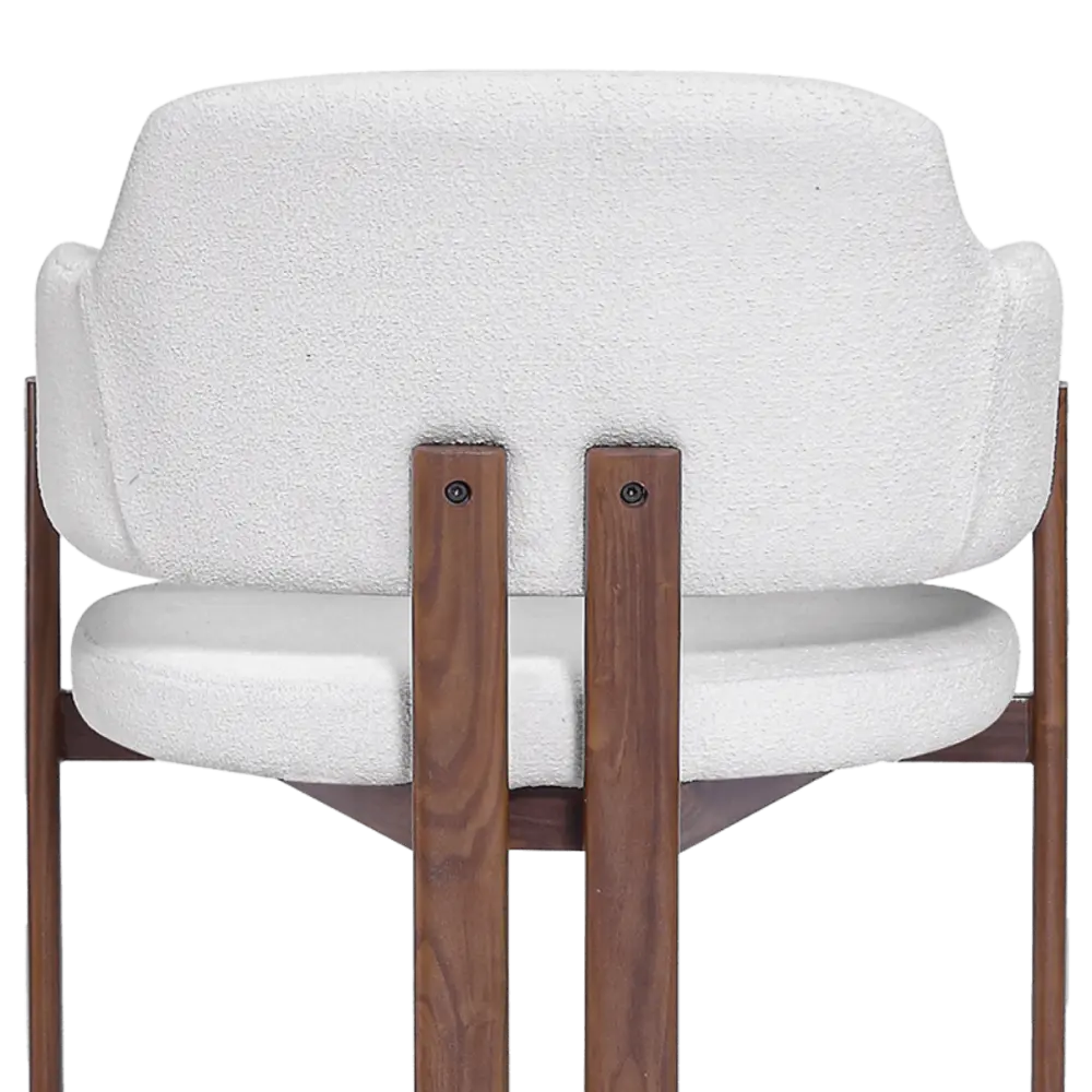Japandi Eetkamerstoel Isamu | Wit Boucle | Walnoot Onderstel
