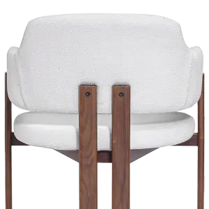 Japandi Eetkamerstoel Isamu | Wit Boucle | Walnoot Onderstel