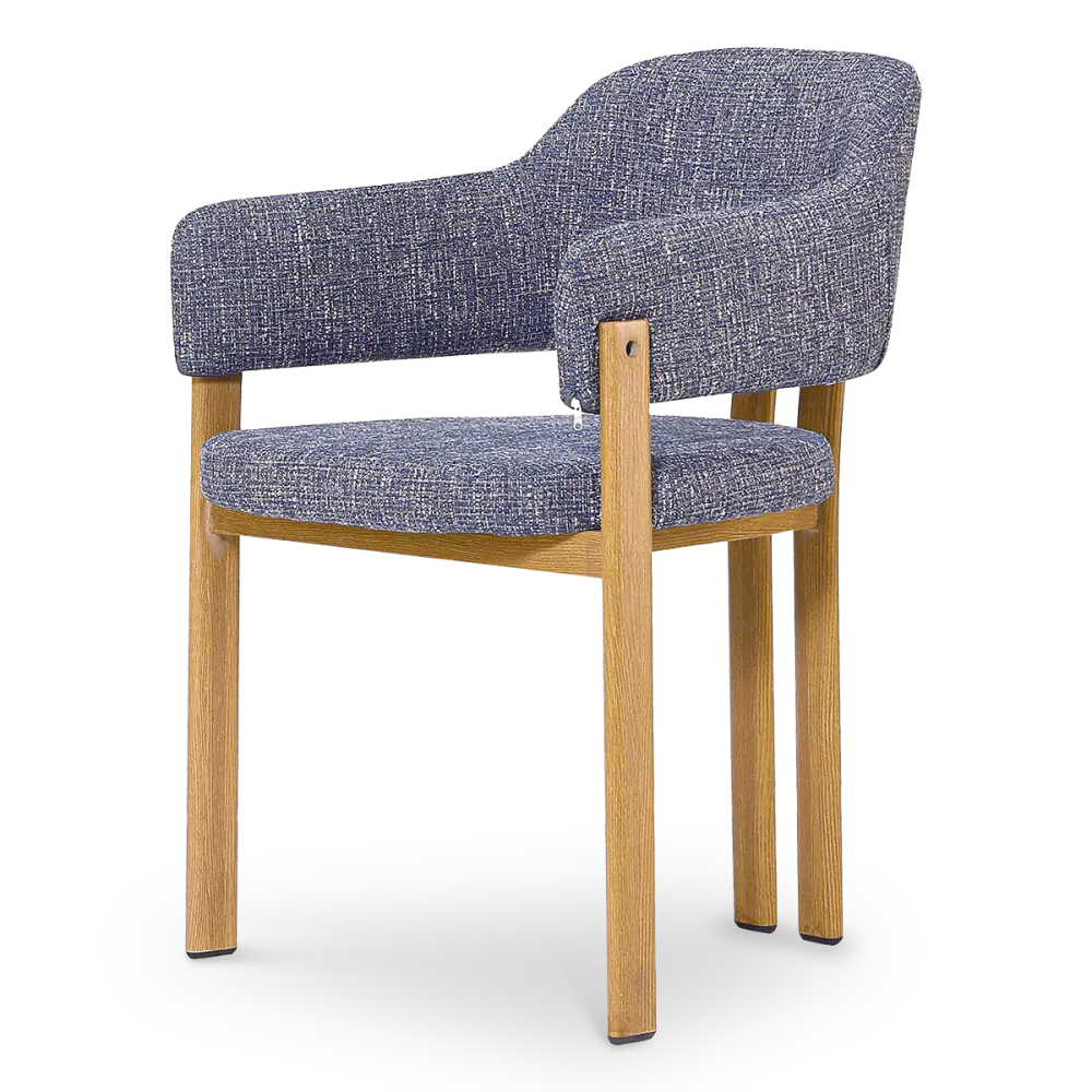 Japandi Eetkamerstoel Isamu | Blauw OTE | Eiken Onderstel