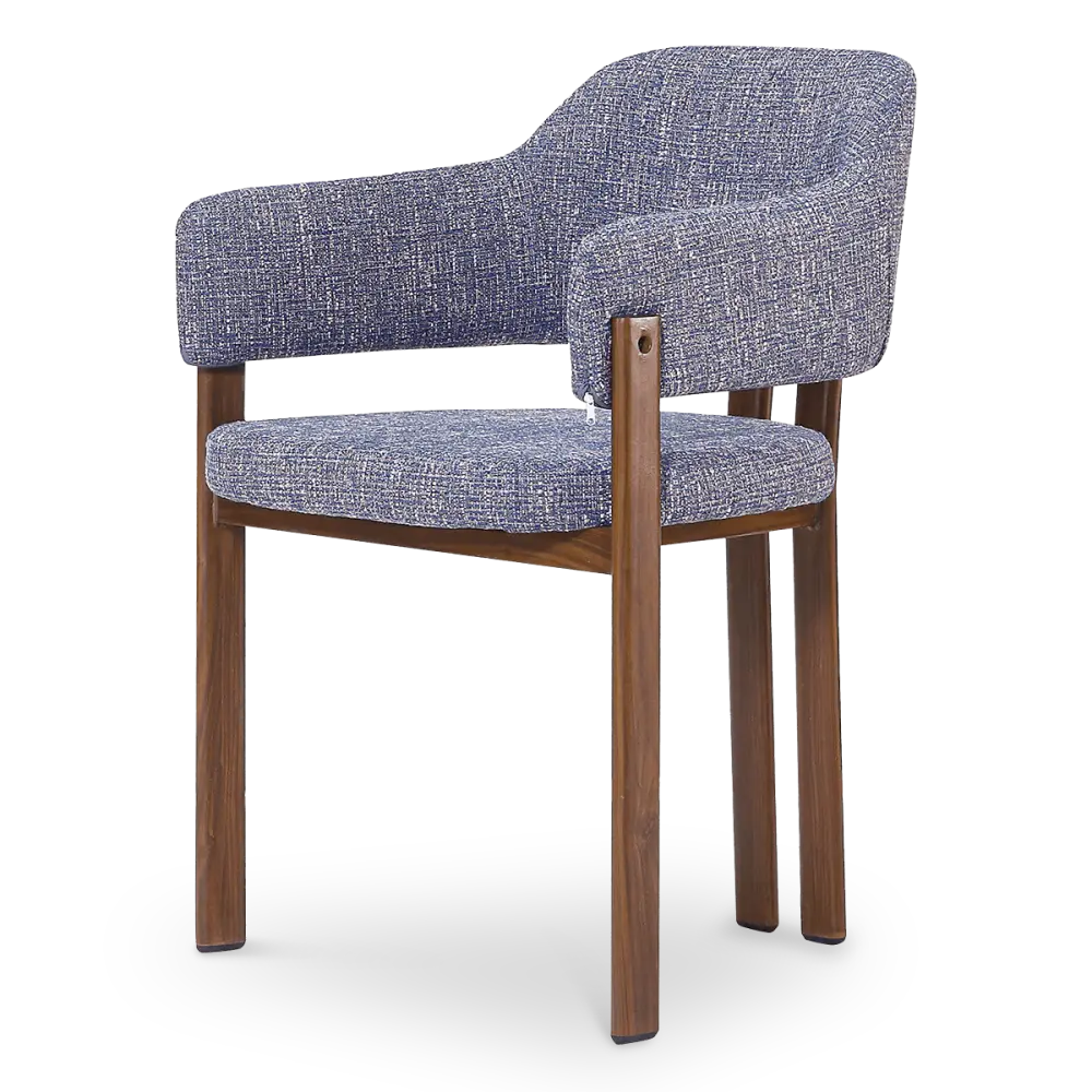 Japandi Eetkamerstoel Isamu | Blauw OTE | Walnoot Onderstel