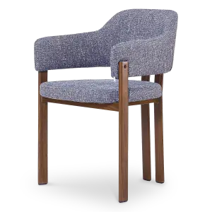 Japandi Eetkamerstoel Isamu | Blauw OTE | Walnoot Onderstel