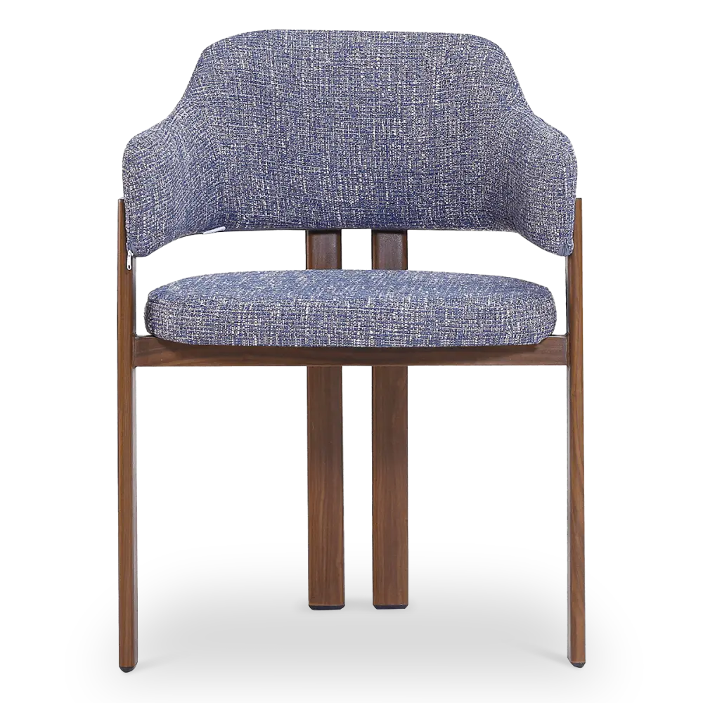 Japandi Eetkamerstoel Isamu | Blauw OTE | Walnoot Onderstel