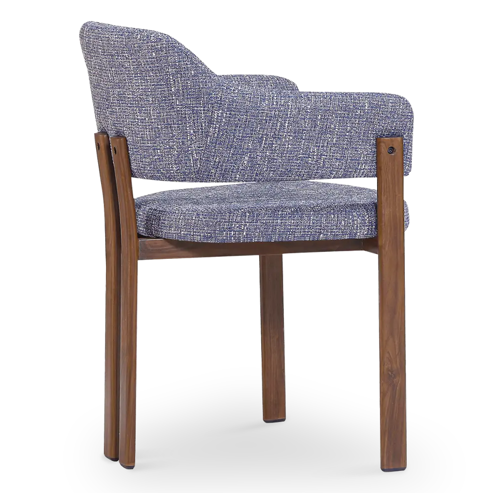 Japandi Eetkamerstoel Isamu | Blauw OTE | Walnoot Onderstel