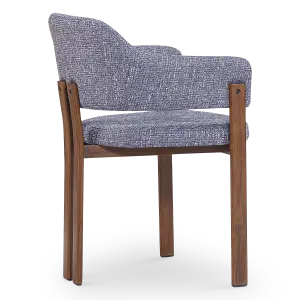 Japandi Eetkamerstoel Isamu | Blauw OTE | Walnoot Onderstel