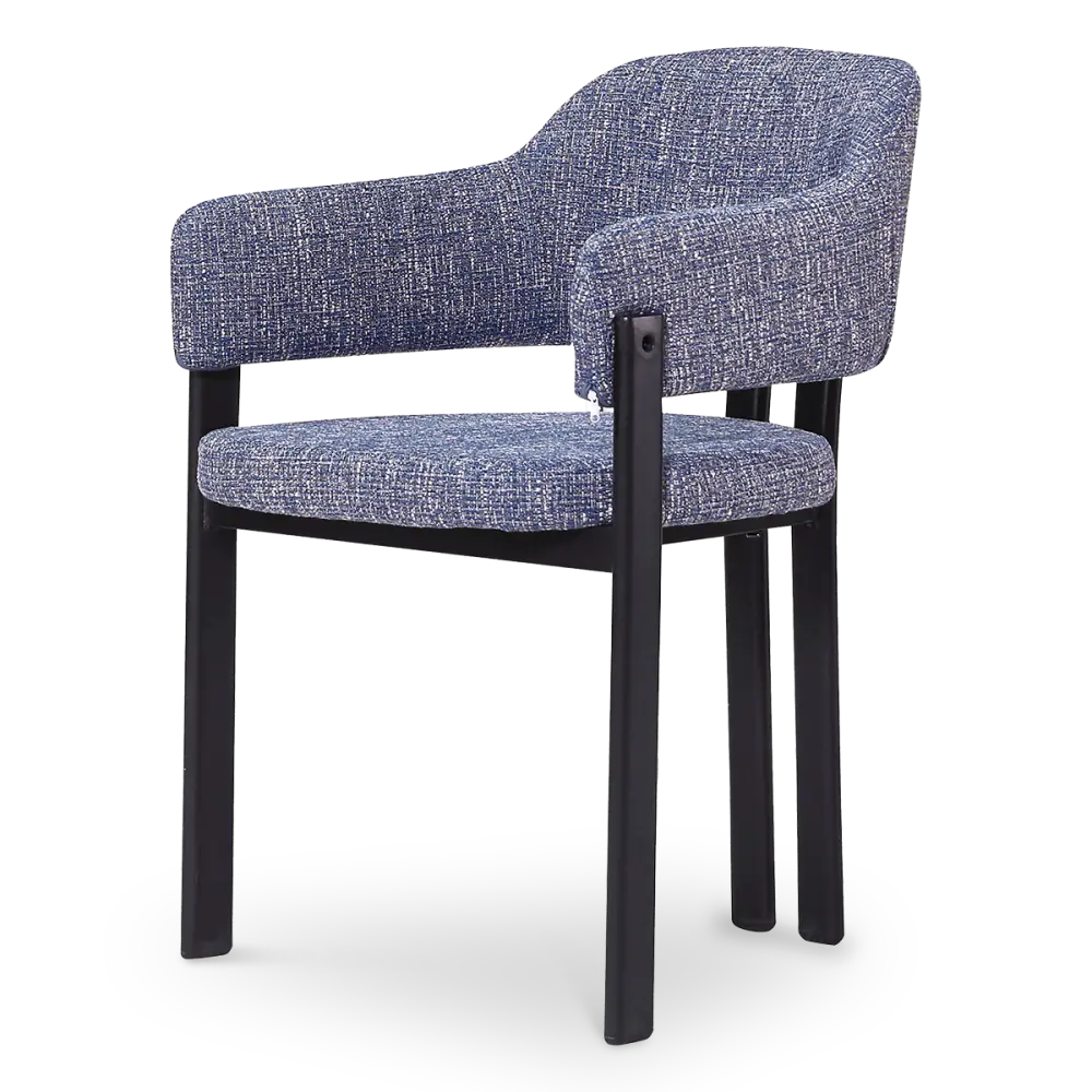 Japandi Eetkamerstoel Isamu | Blauw OTE | Zwart Onderstel