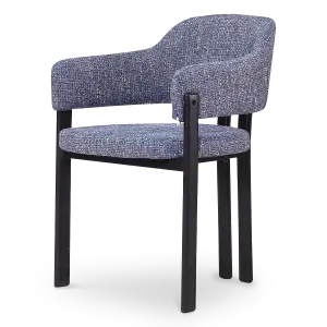 Japandi Eetkamerstoel Isamu | Blauw OTE | Zwart Onderstel