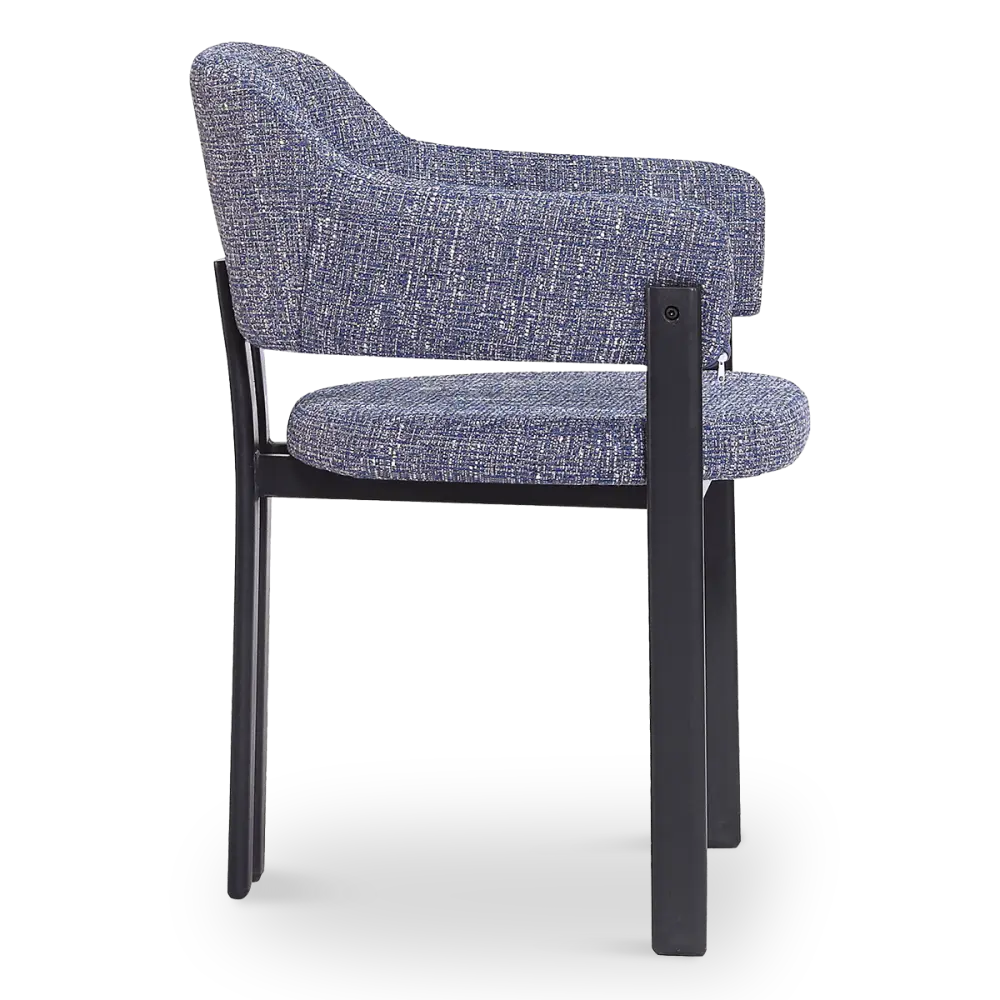 Japandi Eetkamerstoel Isamu | Blauw OTE | Zwart Onderstel