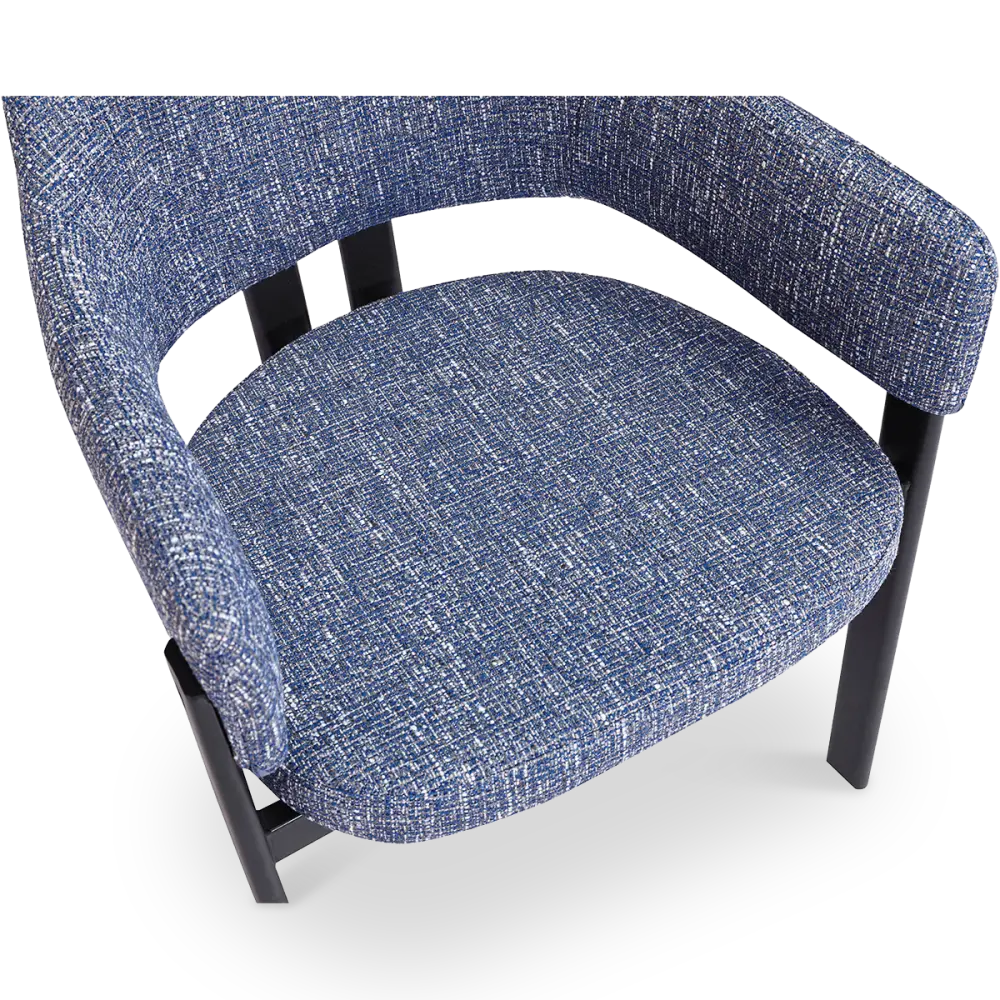 Japandi Eetkamerstoel Isamu | Blauw OTE | Zwart Onderstel