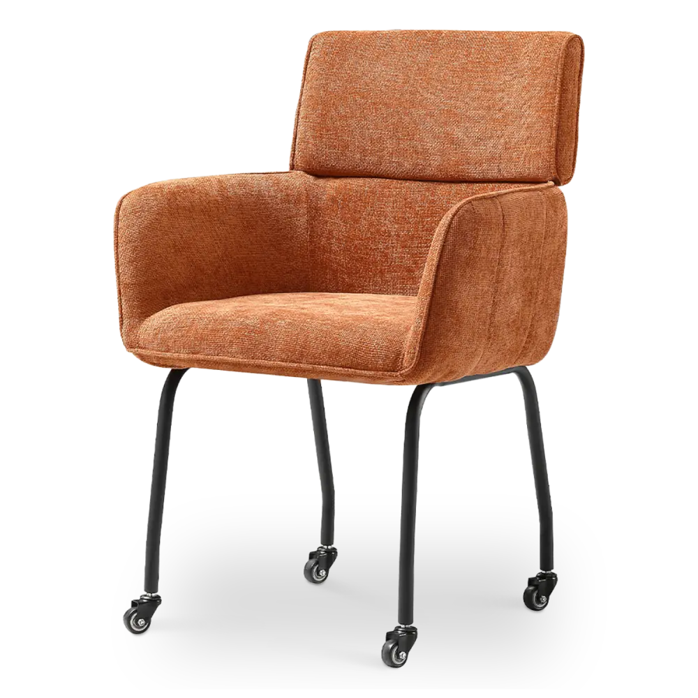 Eetkamerstoel Met Wieltjes Modar | Terracotta Chenille