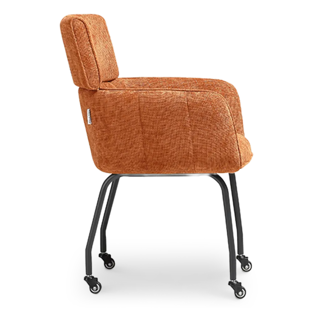 Eetkamerstoel Met Wieltjes Modar | Terracotta Chenille