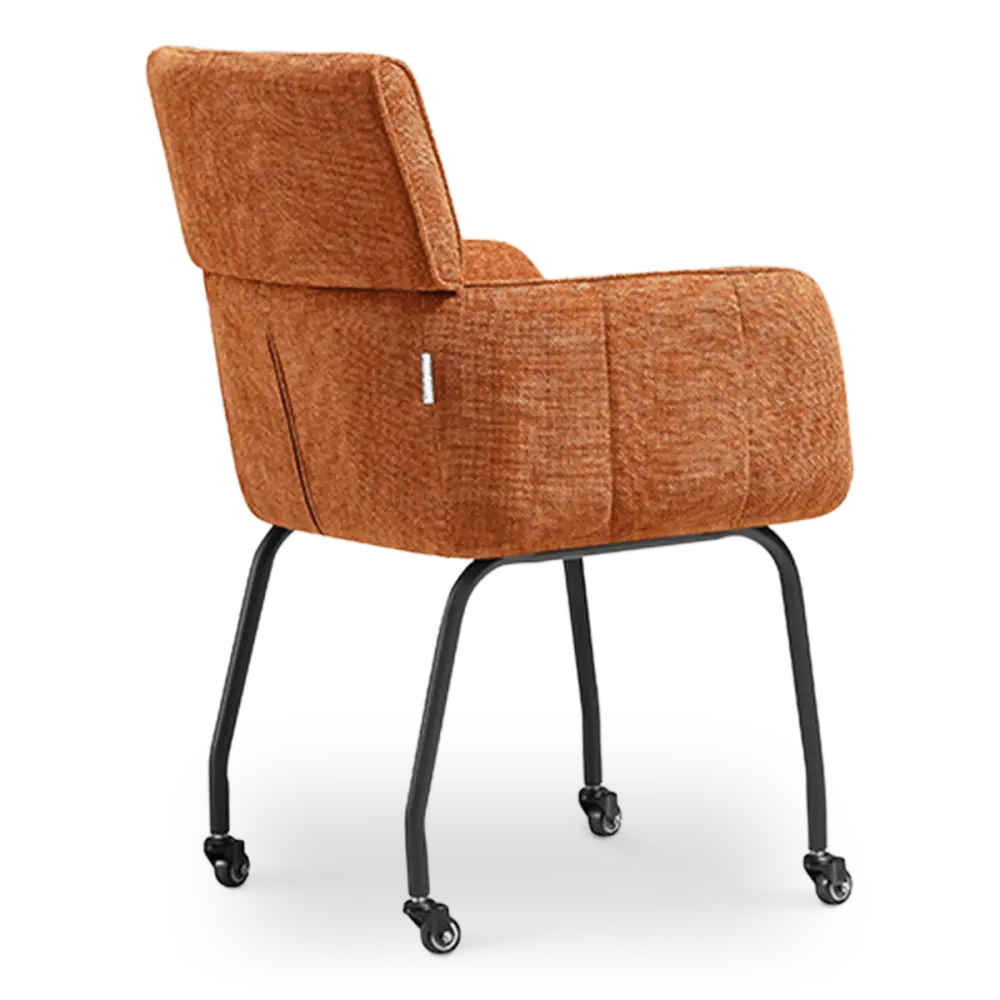 Eetkamerstoel Met Wieltjes Modar | Terracotta Chenille
