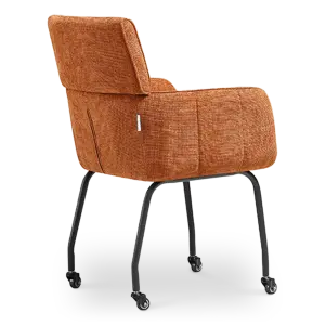Eetkamerstoel Met Wieltjes Modar | Terracotta Chenille