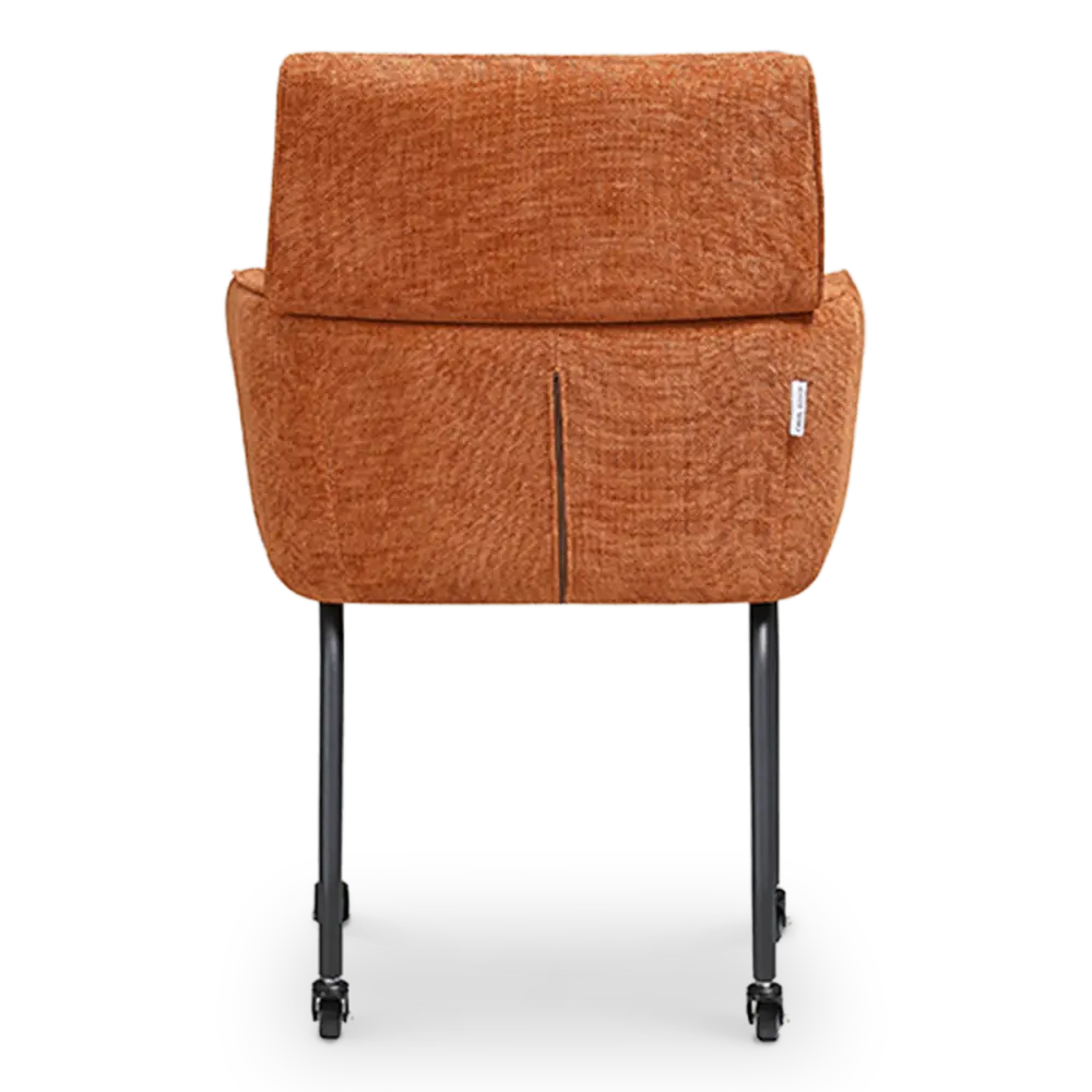 Eetkamerstoel Met Wieltjes Modar | Terracotta Chenille