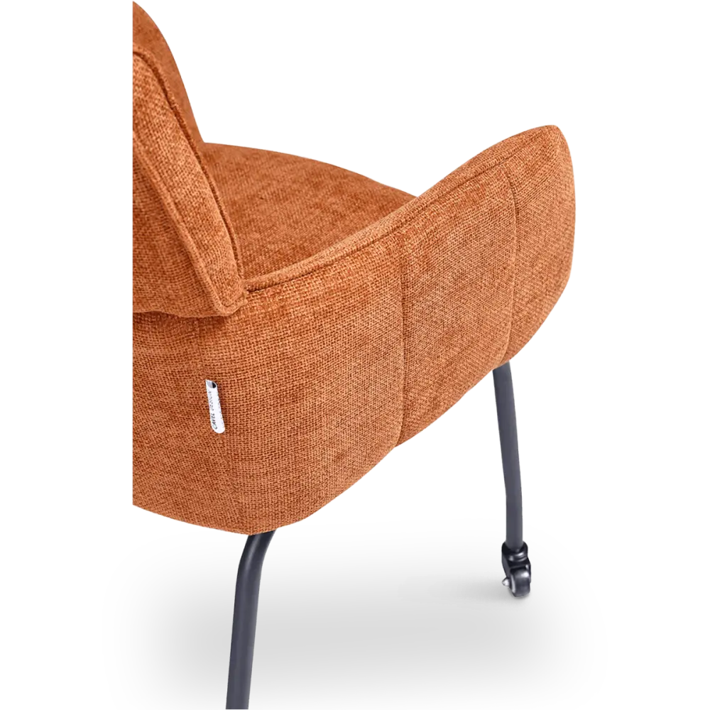 Eetkamerstoel Met Wieltjes Modar | Terracotta Chenille