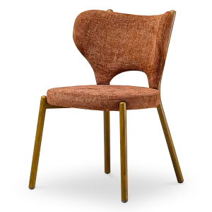 Japandi Eetkamerstoel Cho | Terracotta Chenille | Walnoot
