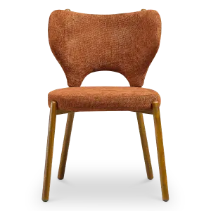 Japandi Eetkamerstoel Cho | Terracotta Chenille | Walnoot