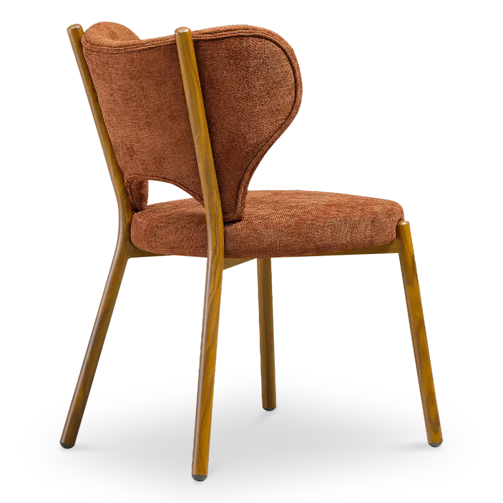 Japandi Eetkamerstoel Cho | Terracotta Chenille | Walnoot