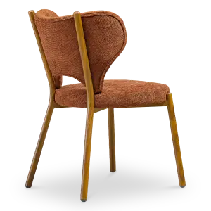Japandi Eetkamerstoel Cho | Terracotta Chenille | Walnoot