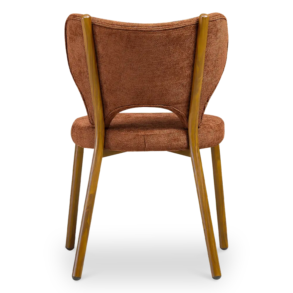 Japandi Eetkamerstoel Cho | Terracotta Chenille | Walnoot