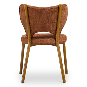 Japandi Eetkamerstoel Cho | Terracotta Chenille | Walnoot