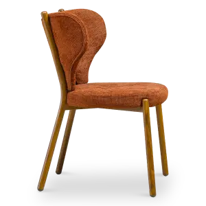 Japandi Eetkamerstoel Cho | Terracotta Chenille | Walnoot