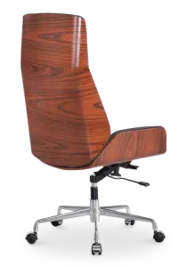 Bureaustoel Charles Zwart Leer, Palissander Hout