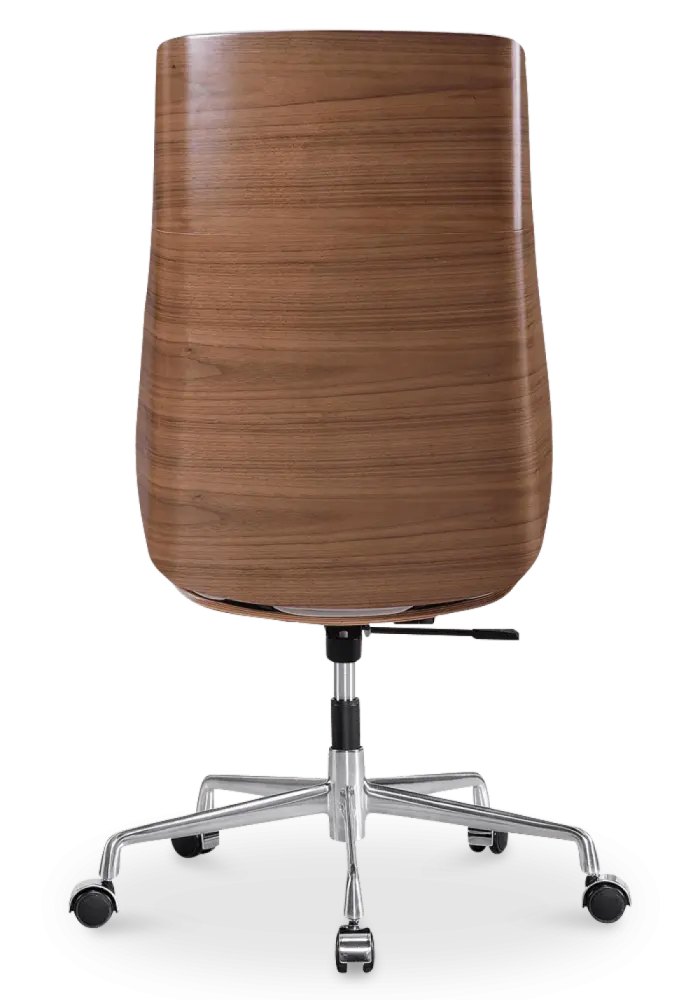 Bureaustoel Charles Wit Leer, Walnoot Hout